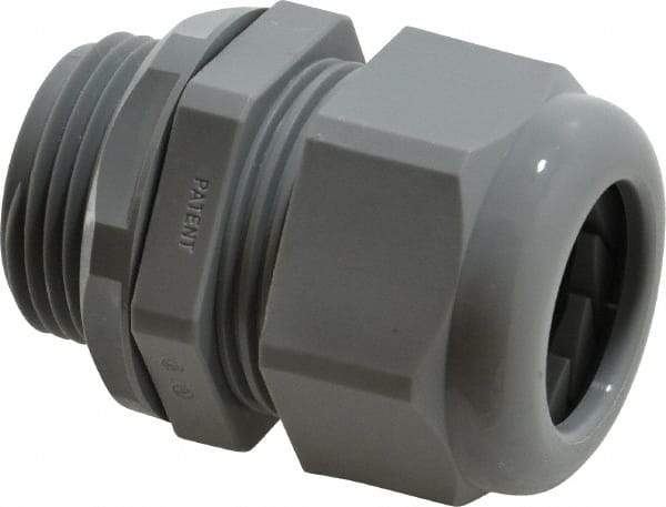 Thomas & Betts - 0.51 to 0.79" Cable Capacity, Liquidtight, Straight Strain Relief Cord Grip - 1 NPT Thread, Iron - Industrial Tool & Supply