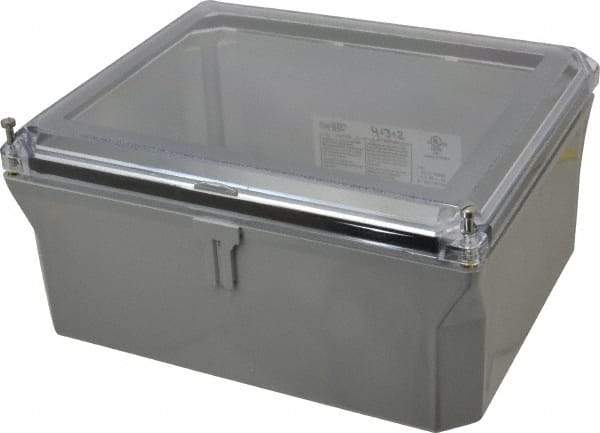 Thomas & Betts - Polycarbonate Standard Enclosure Hinge Flat Cover - NEMA 1, 2, 3, 4, 12, 3S, 3SX, 3X, 4X, 8" Wide x 10" High x 4" Deep, Impact Resistant - Industrial Tool & Supply