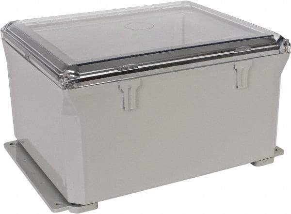 Thomas & Betts - Polycarbonate Standard Enclosure Hinge Flat Cover - NEMA 1, 2, 3, 4, 12, 3S, 3SX, 3X, 4X, 10" Wide x 12" High x 6" Deep, Impact Resistant - Industrial Tool & Supply