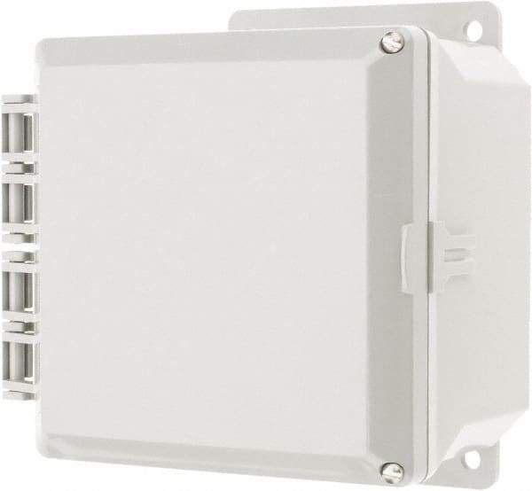 Thomas & Betts - Polycarbonate Standard Enclosure Hinge Flat Cover - NEMA 1, 2, 3, 4, 12, 3S, 3SX, 3X, 4X, 6" Wide x 6" High x 4" Deep, Impact Resistant - Industrial Tool & Supply