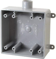 Thomas & Betts - 2 Gang, (1) 1/2" Knockout, PVC Rectangle Switch Box - 117.35mm Overall Height x 142.24mm Overall Width x 50.29mm Overall Depth, Weather Resistant - Industrial Tool & Supply