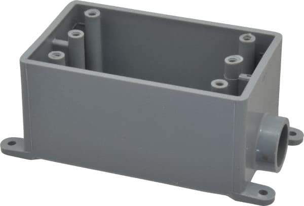Thomas & Betts - 1 Gang, (1) 1/2" Knockout, PVC Rectangle Junction Box - 144.78mm Overall Height x 71.1mm Overall Width x 61.5mm Overall Depth, Weather Resistant - Industrial Tool & Supply