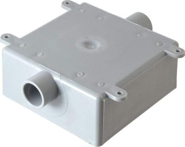 Thomas & Betts - 2 Gang, (2) 1/2" Knockouts, PVC Square Switch Box - 4.62" Overall Height x 4.62" Overall Width x 1.98" Overall Depth, Weather Resistant - Industrial Tool & Supply