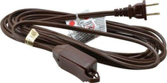 Southwire - 15', 16/2 Gauge/Conductors, Brown Indoor Extension Cord - 1 Receptacle, 13 Amps, 125 VAC, UL SPT-2, NEMA 1-15P, 1-15R x 3 - Industrial Tool & Supply