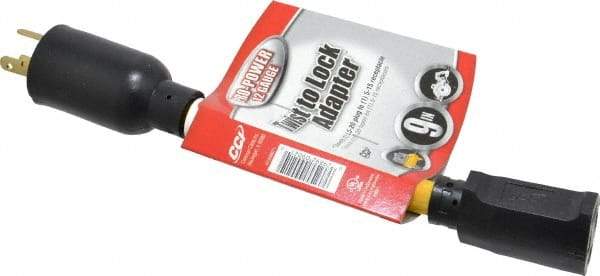 Southwire - 9", 12/3 Gauge/Conductors, Yellow Wet & Dry Location, Indoor & Outdoor Extension Cord - 1 Receptacle, 15 Amps, 125 Volts, UL STW-A, NEMA 5-15P, L5-20R - Industrial Tool & Supply