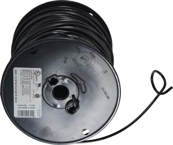 Southwire - 12 AWG, 65 Strand, Black Machine Tool Wire - PVC, Acid, Moisture and Oil Resistant, 500 Ft. Long - Industrial Tool & Supply