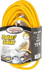 Southwire - 25', 12/3 Gauge/Conductors, Yellow Indoor & Outdoor Extension Cord - 1 Receptacle, 15 Amps, 300 Volts, UL SJEOW-A, NEMA 5-15P, 5-15R x 3 - Industrial Tool & Supply