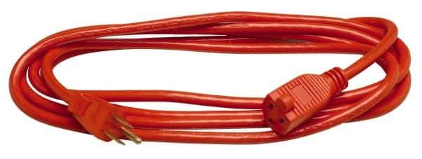 Southwire - 100', 14/3 Gauge/Conductors, Orange Indoor & Outdoor Extension Cord - 1 Receptacle, 13 Amps, 125 VAC, UL SJTOW, NEMA 5-15P, 5-15R - Industrial Tool & Supply