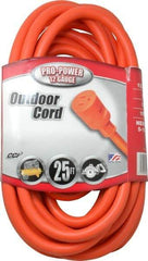 Southwire - 25', 12/3 Gauge/Conductors, Orange Indoor & Outdoor Extension Cord - 1 Receptacle, 15 Amps, 125 VAC, UL STW, NEMA 5-15P, 5-15R - Industrial Tool & Supply