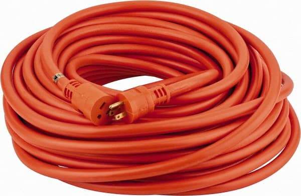 Southwire - 100', 12/3 Gauge/Conductors, Orange Indoor & Outdoor Extension Cord - 1 Receptacle, 15 Amps, 125 VAC, UL STW, NEMA 5-15P, 5-15R - Industrial Tool & Supply