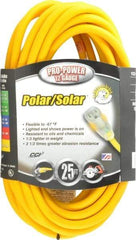 Southwire - 25', 12/3 Gauge/Conductors, Yellow Outdoor Extension Cord - 1 Receptacle, 15 Amps, 125 VAC, UL SJEOOW, NEMA 5-15P, 5-15R - Industrial Tool & Supply