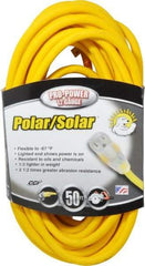 Southwire - 50', 12/3 Gauge/Conductors, Yellow Outdoor Extension Cord - 1 Receptacle, 15 Amps, 125 VAC, UL SJEOOW, NEMA 5-15P, 5-15R - Industrial Tool & Supply