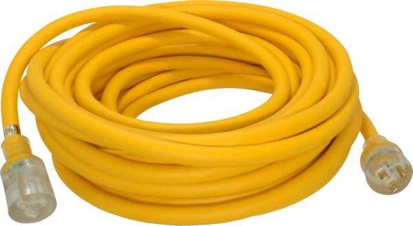 Southwire - 50', 10/3 Gauge/Conductors, Yellow Outdoor Extension Cord - 1 Receptacle, 15 Amps, 125 VAC, UL SJEOOW, NEMA 5-15P, 5-15R - Industrial Tool & Supply