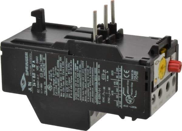 Springer - 8 to 12 Amp, IEC Overload Relay - Trip Class 10, For Use with 9-32A JC Contactors - Industrial Tool & Supply