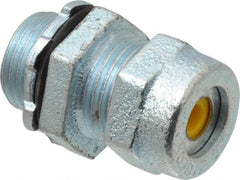 O-Z/Gedney - 0.1 to 0.2" Cable Capacity, Liquidtight, Straight Strain Relief Cord Grip - 1/2 NPT Thread, 1-1/8" Long, Iron - Industrial Tool & Supply