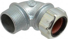 Thomas & Betts - 3/4 to 7/8" Cable Capacity, Liquidtight, Elbow Strain Relief Cord Grip - 1 NPT Thread, Iron - Industrial Tool & Supply