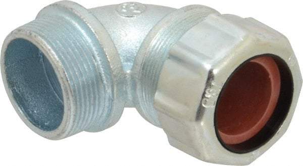 Thomas & Betts - 1 to 1-3/16" Cable Capacity, Liquidtight, Elbow Strain Relief Cord Grip - 1-1/2 NPT Thread, Iron - Industrial Tool & Supply