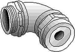 Thomas & Betts - 1-3/16 to 1-3/8" Cable Capacity, Liquidtight, Elbow Strain Relief Cord Grip - 1-1/2 NPT Thread, Iron - Industrial Tool & Supply