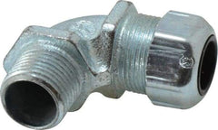 Thomas & Betts - 0.45 to 0.56" Cable Capacity, Liquidtight, Elbow Strain Relief Cord Grip - 1/2 NPT Thread, Iron - Industrial Tool & Supply
