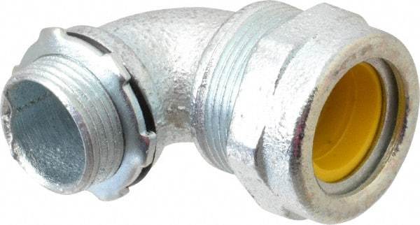 O-Z/Gedney - 0.7 to 0.8" Cable Capacity, Liquidtight, Elbow Strain Relief Cord Grip - 3/4 NPT Thread, Iron - Industrial Tool & Supply