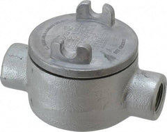 Thomas & Betts - (2) 3/4" Knockouts, Iron Round GUAC - 3-1/2" Overall Width x 2" Overall Depth - Industrial Tool & Supply