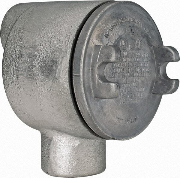 Thomas & Betts - (2) 1" Knockouts, Iron Round GUAB - 3-1/2" Overall Width x 2.31" Overall Depth - Industrial Tool & Supply
