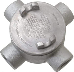 Thomas & Betts - (4) 3/4" Knockouts, Iron Round GUAX - 3-1/2" Overall Width x 2" Overall Depth - Industrial Tool & Supply