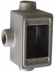 O-Z/Gedney - 1 Gang, 1" Knockouts, Iron Rectangle Device Box - Aluminum Enamel, Zinc Electroplated - Industrial Tool & Supply
