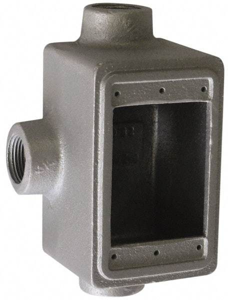 O-Z/Gedney - 1 Gang, 1" Knockouts, Iron Rectangle Device Box - Aluminum Enamel, Zinc Electroplated - Industrial Tool & Supply