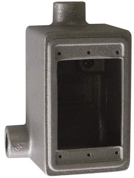 O-Z/Gedney - 1 Gang, 1/2" Knockouts, Iron Rectangle Device Box - Aluminum Enamel, Zinc Electroplated - Industrial Tool & Supply