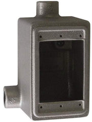 O-Z/Gedney - 1 Gang, 1/2" Knockouts, Iron Rectangle Device Box - Aluminum Enamel, Zinc Electroplated - Industrial Tool & Supply