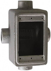 O-Z/Gedney - 1 Gang, 1/2" Knockouts, Iron Rectangle Device Box - Aluminum Enamel, Zinc Electroplated - Industrial Tool & Supply
