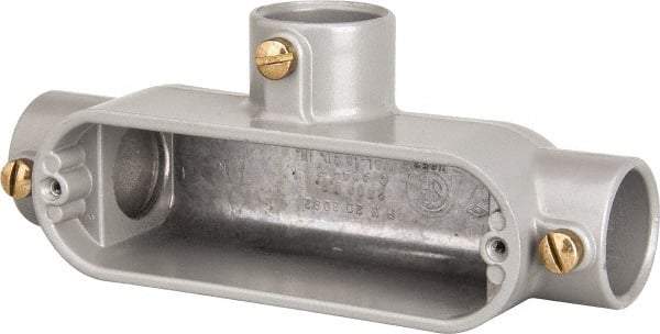 Hubbell Killark - Form Set Screw, T Body, 1" Trade, EMT Aluminum Conduit Body - Oval, 7-1/8" OAL, 12 cc Capacity - Industrial Tool & Supply