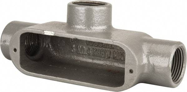 Hubbell Killark - Form 35, T Body, 1" Trade, IMC, Rigid Malleable Iron Conduit Body - Oval, 7-1/8" OAL, 12 cc Capacity, Hazardous & Wet Locations - Industrial Tool & Supply