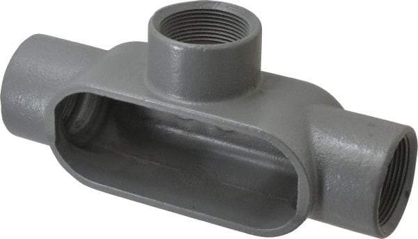 Hubbell Killark - Form 7, T Body, 1-1/2" Trade, IMC, Rigid Iron Conduit Body - Oval, 8-7/16" OAL, 27 cc Capacity, Gray, Hazardous & Wet Locations - Industrial Tool & Supply