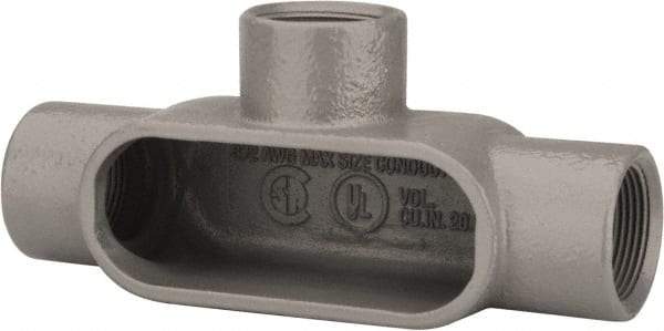 Hubbell Killark - Form 7, T Body, 1-1/4" Trade, IMC, Rigid Iron Conduit Body - Oval, 8 & 11-7/8" OAL, 20 cc Capacity, Gray, Hazardous & Wet Locations - Industrial Tool & Supply