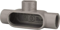 Hubbell Killark - Form 7, T Body, 1-1/4" Trade, IMC, Rigid Iron Conduit Body - Oval, 8 & 11-7/8" OAL, 20 cc Capacity, Gray, Hazardous & Wet Locations - Industrial Tool & Supply