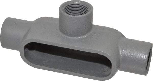 Hubbell Killark - Form 7, T Body, 1" Trade, IMC, Rigid Iron Conduit Body - Oval, 7-5/8" OAL, 11-1/2 cc Capacity, Gray, Hazardous & Wet Locations - Industrial Tool & Supply