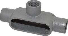 Hubbell Killark - Form 7, T Body, 1" Trade, IMC, Rigid Iron Conduit Body - Oval, 7-5/8" OAL, 11-1/2 cc Capacity, Gray, Hazardous & Wet Locations - Industrial Tool & Supply