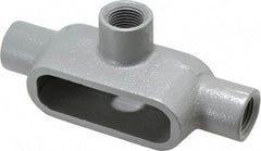 Hubbell Killark - Form 7, T Body, 1/2" Trade, IMC, Rigid Iron Conduit Body - Oval, 5-11/16" OAL, 6.2 cc Capacity, Gray, Hazardous & Wet Locations - Industrial Tool & Supply