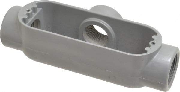 Hubbell Killark - Form 85, T Body, 1-1/4" Trade, IMC, Rigid Aluminum Conduit Body - Oval, 9-3/16" OAL, 32 cc Capacity, Hazardous & Wet Locations - Industrial Tool & Supply