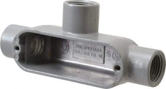 Hubbell Killark - Form 85, T Body, 1/2" Trade, IMC, Rigid Aluminum Conduit Body - Oval, 5-3/8" OAL, 4 cc Capacity, Hazardous & Wet Locations - Industrial Tool & Supply