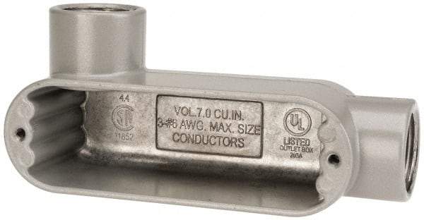 Hubbell Killark - Form 85, LL Body, 3/4" Trade, IMC, Rigid Aluminum Conduit Body - Oval, 5-3/8" OAL, 7 cc Capacity, Hazardous & Wet Locations - Industrial Tool & Supply