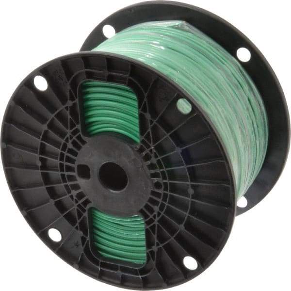 Southwire - THHN/THWN, 14 AWG, 15 Amp, 500' Long, Solid Core, 1 Strand Building Wire - Green, Thermoplastic Insulation - Industrial Tool & Supply