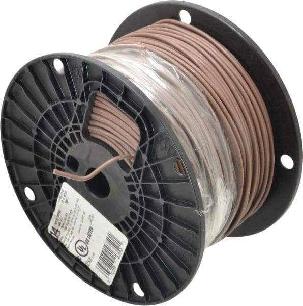 Southwire - THHN/THWN, 14 AWG, 15 Amp, 500' Long, Solid Core, 1 Strand Building Wire - Brown, Thermoplastic Insulation - Industrial Tool & Supply