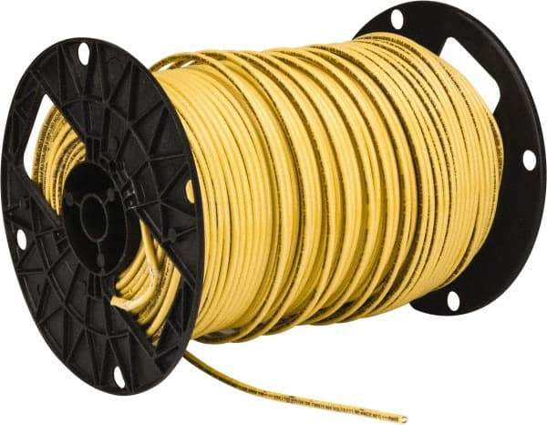 Southwire - THHN/THWN, 10 AWG, 30 Amp, 500' Long, Solid Core, 1 Strand Building Wire - Yellow, Thermoplastic Insulation - Industrial Tool & Supply