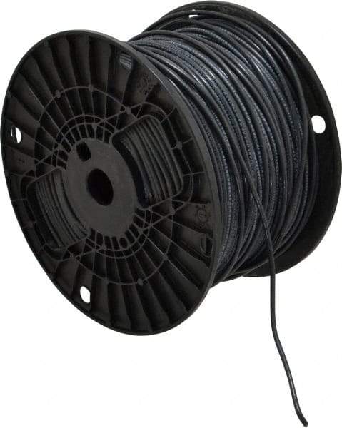 Southwire - THHN/THWN, 14 AWG, 15 Amp, 500' Long, Stranded Core, 19 Strand Building Wire - Black, Thermoplastic Insulation - Industrial Tool & Supply