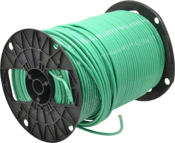 Southwire - THHN/THWN, 10 AWG, 30 Amp, 500' Long, Stranded Core, 19 Strand Building Wire - Green, Thermoplastic Insulation - Industrial Tool & Supply