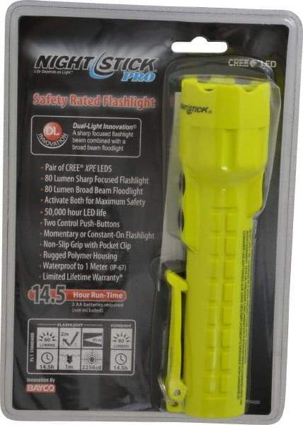 Bayco - White LED Bulb, 240 Lumens, Industrial/Tactical Flashlight - Green Plastic Body, 3 AA Batteries Not Included - Industrial Tool & Supply