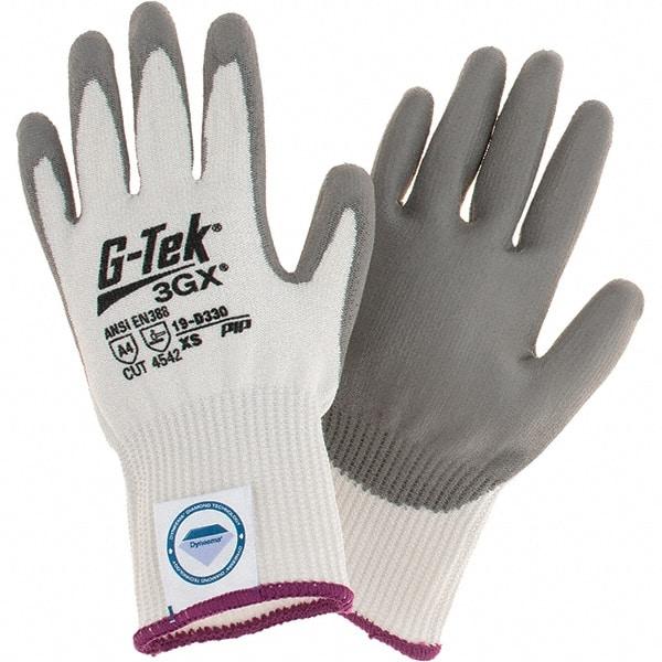 PIP - Size XS, ANSI Cut Lvl A4, Cut Resistant Gloves - Palm & Fingers Coated, White/Gray - Industrial Tool & Supply